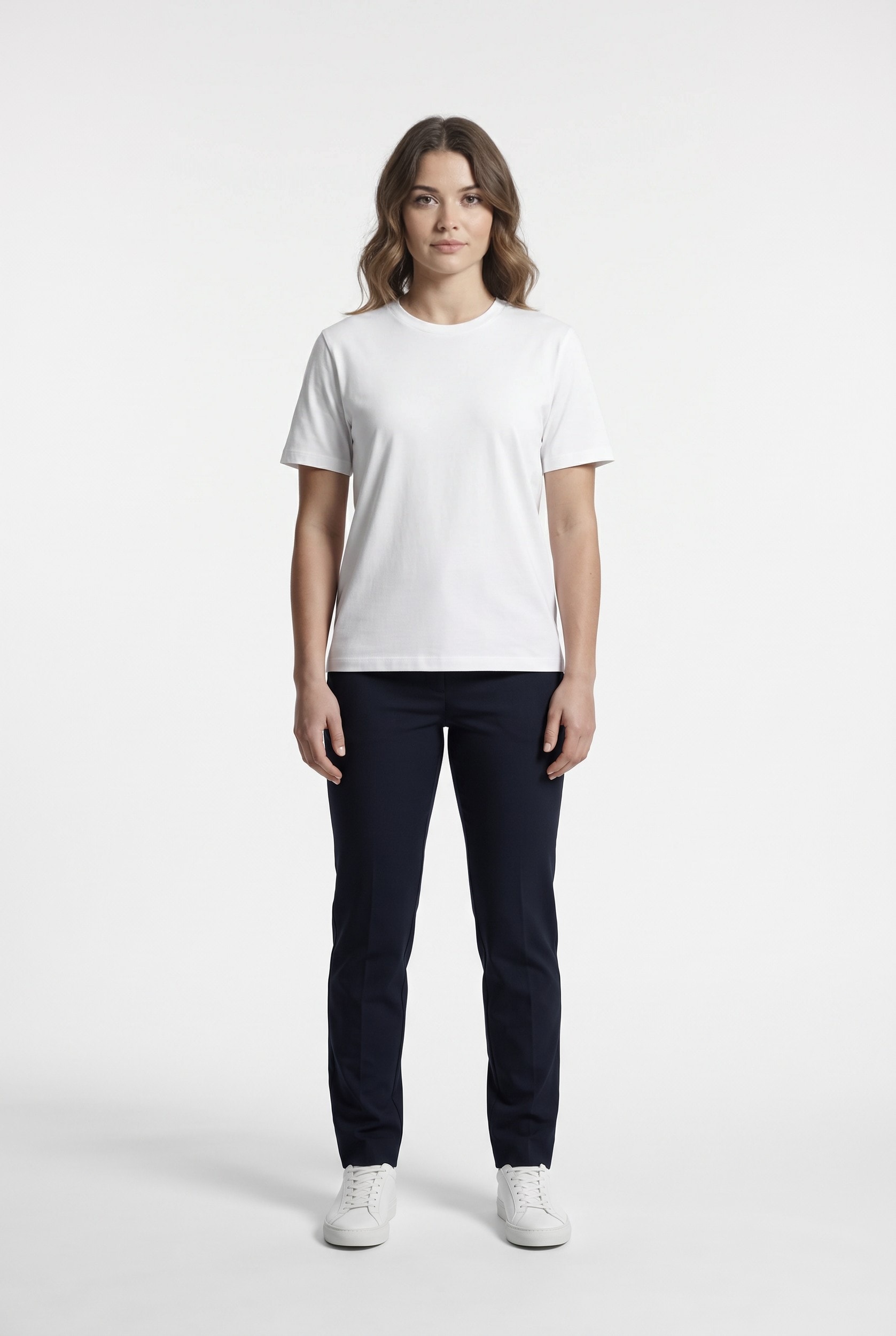 Organic creator tee in white on a model